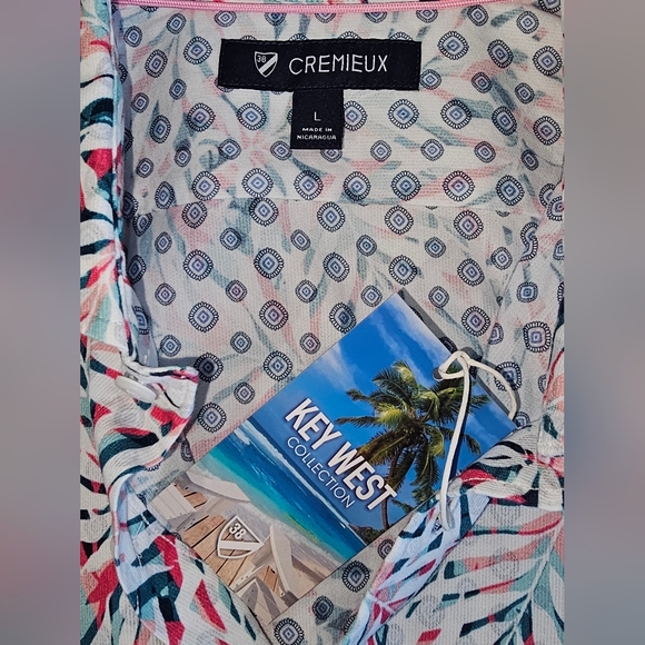 NWT Daniel Cremieux Leaf Pattern Casual Shirt - Pink, Green, White Sz Large (38) - Picture 3 of 6